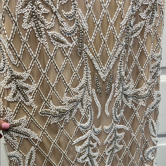 Anna C. Beige Embellished Beaded, Low Back Maxi Evening Dress, Gown, Worn once - Picture 3 of 11